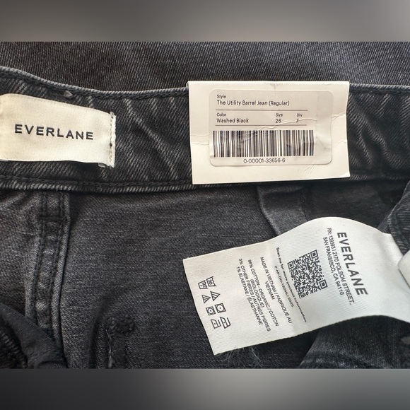 Everlane NWT Washed Black Utility Barrel Jeans (Size 26 Regular) - Picture 8 of 8